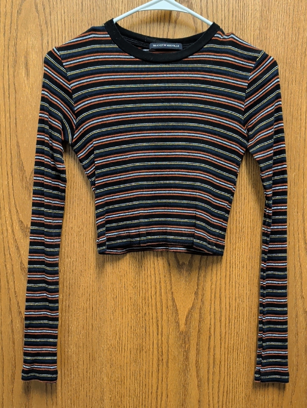 Brandy Melville Striped Long Sleeve Crop Top